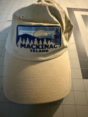 Mackinac Island Embroidered Beige Baseball Cap